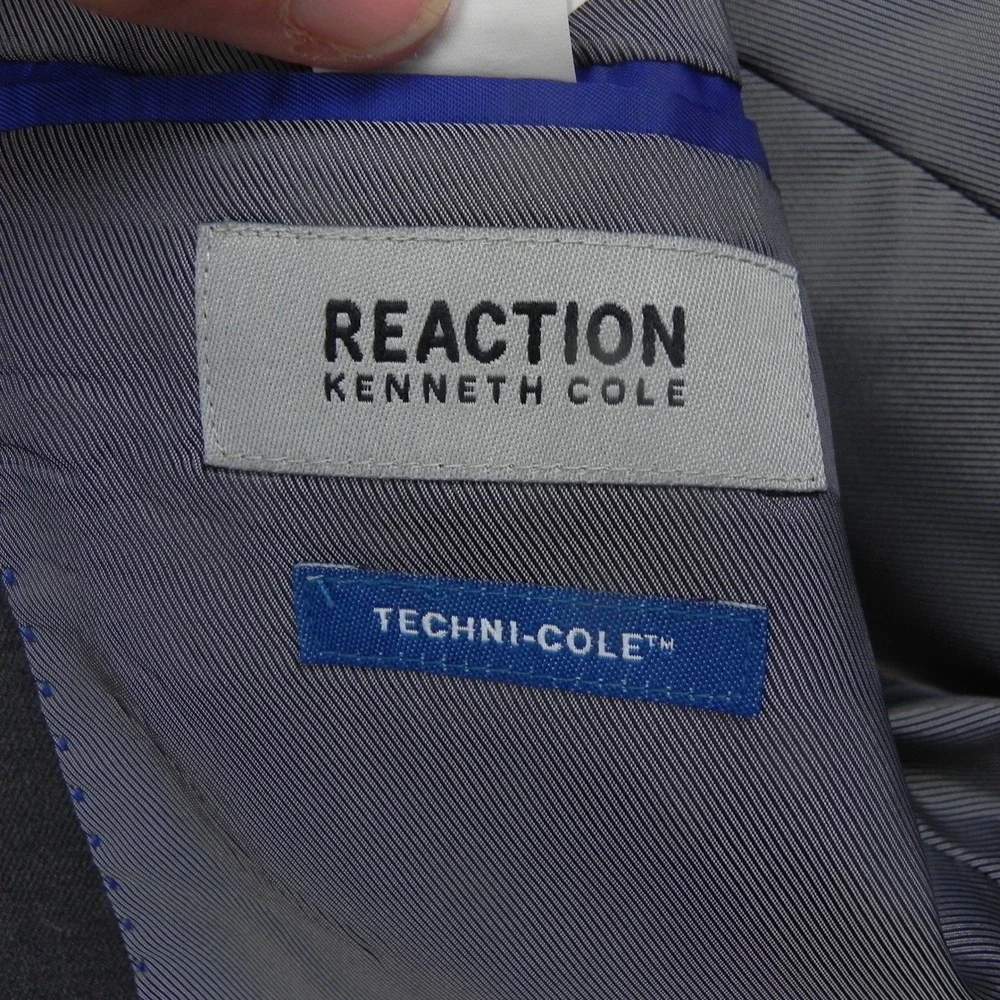 Reaction Kenneth Cole Suit Jacket Mens 36S Slim Fit Techni-Cole Gray Blazer Coat